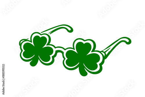 Shamrock shaped party sunglasses green vector icon isolated on transparent background