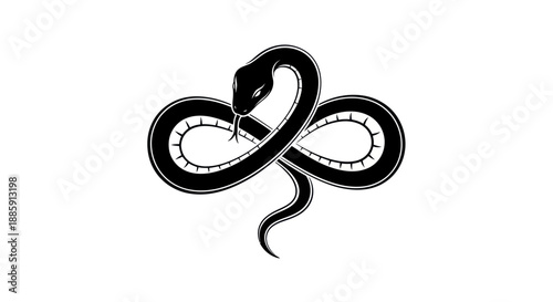 Black snake infinity symbol on white