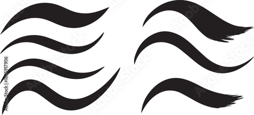  Set of Black Fluid Calligraphy Swashes and Elegant Tapered Ink Strokes