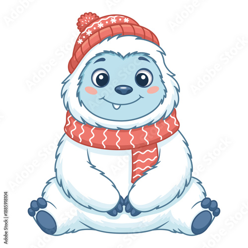 Adorable Little Abominable Snowman Sitting and Smiling