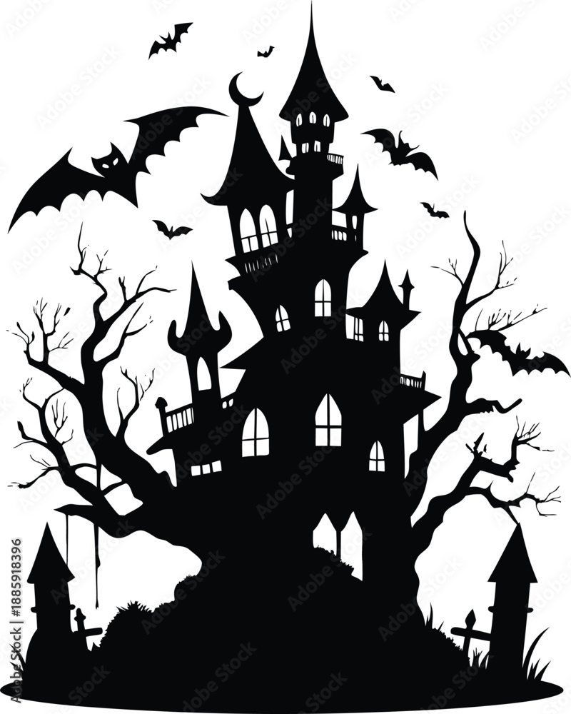 Fototapeta premium halloween background with haunted house