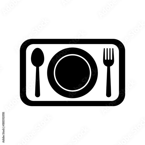Restaurant Food Plate Icon – Dining Cutlery Meal Symbol Illustration