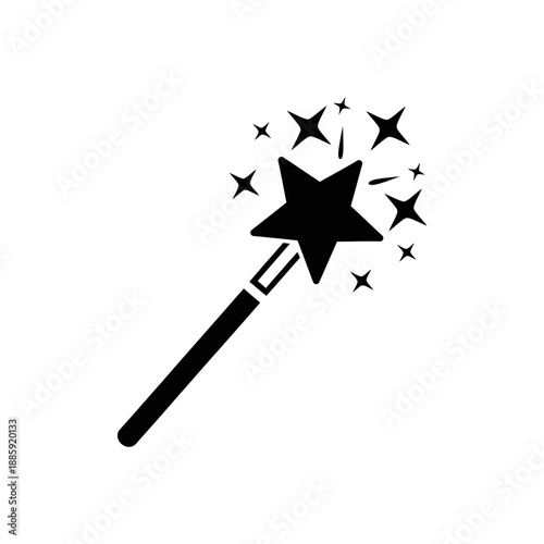 Magic Wand Icon – Wizard Spell Fantasy Star Symbol Illustration