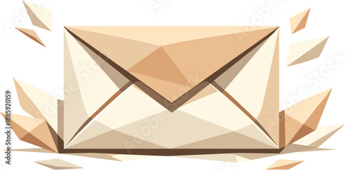 Geometric Mail Envelope. Low-poly vector illustration of a classic mail envelope representing messages, invitations, and personal