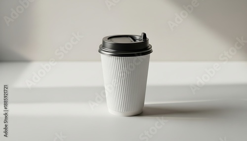 Single disposable coffee cup on table