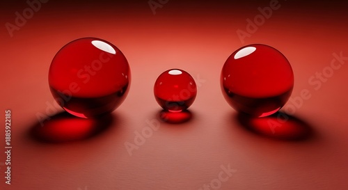 Three red spheres of varying size