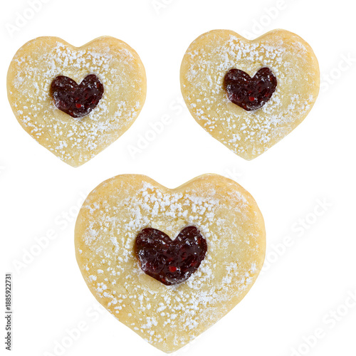 heart shaped cookies on a white background
