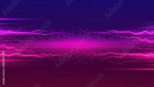 Vibrant pink and purple neon light waves on dark background