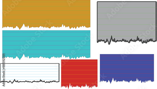 Set of colorful abstract banners featuring torn paper vector elements and grunge design frames for business website template labels