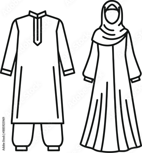 Traditional pakistani clothing for man and woman