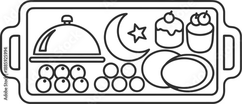 Ramadan food tray illustration