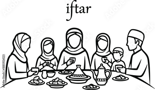 Family having iftar together during ramadan