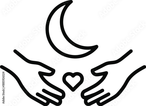 Caring hands under the moonlight