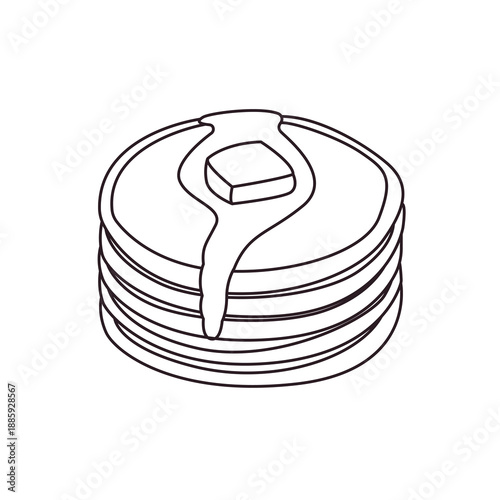 stack of pancakes melting butter maple syrup delicious food breakfast pancake emoji symbol sign icon vector illustration isolated flat
