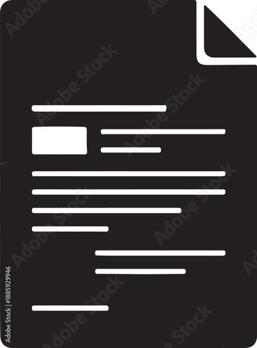 Black silhouette of a document page with lines of text