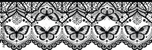 Elegant butterfly border design with floral patterns