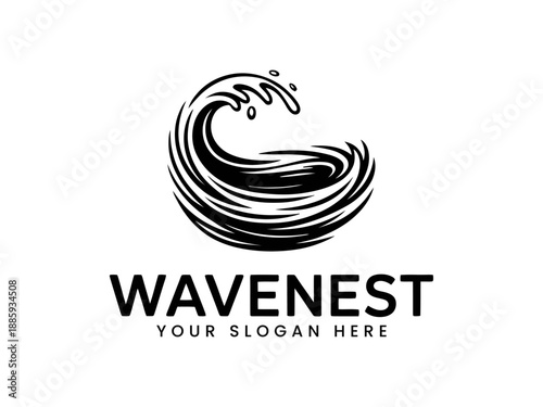 Modern wave logo design with WAVENEST text