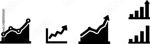 Graph icons representing data trends and growth
