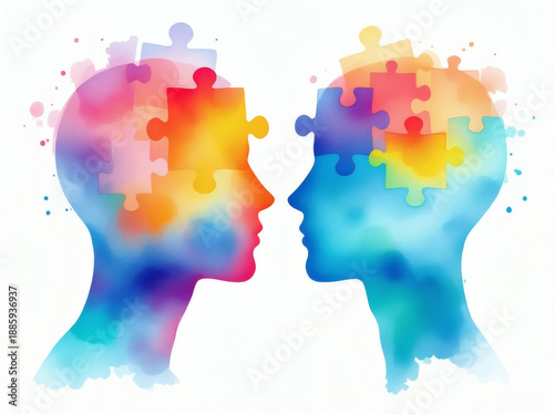 Wallpaper Mural Dialogo emotivo tra mente calda e mente fredda in acquerello Torontodigital.ca