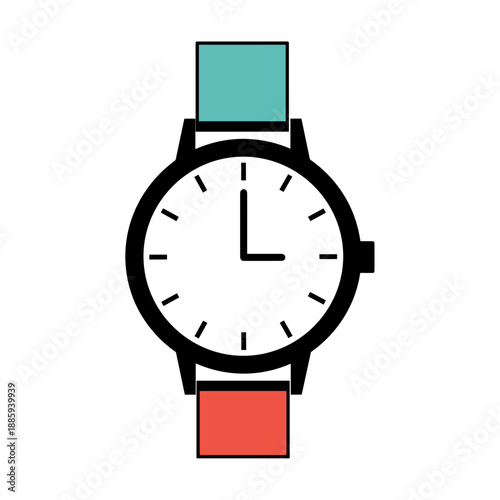 Simple colorful watch with round face and vibrant straps  