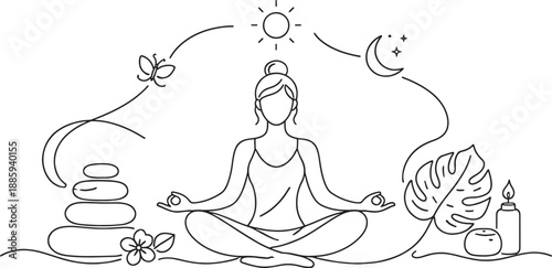 Yoga Meditation Woman Nature Relaxation Peaceful Scene