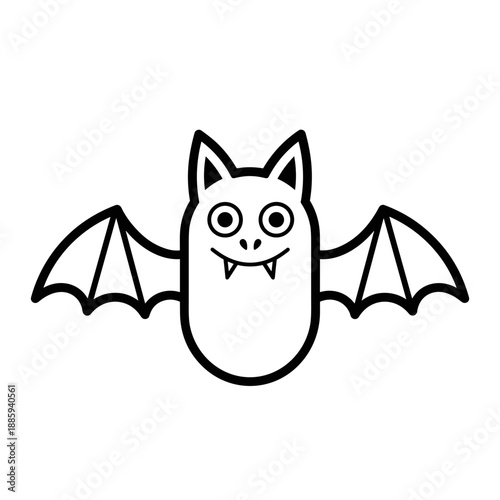 Cartoon bat character with wings and cartoonish facial expression  
