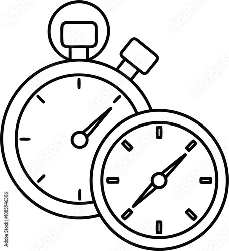 clock line art vector illustration on transparent background