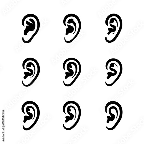 ears vector icon set on a white background Vector icon set
