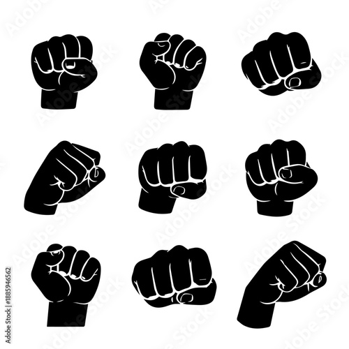 fists vector icon set on a white background Vector icon set