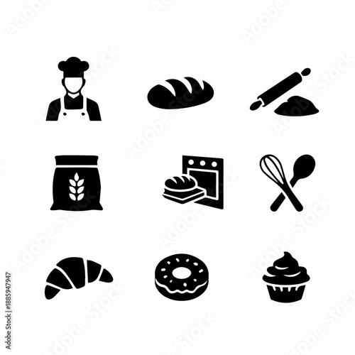 baker vector icon set on a white background
Vector icon set