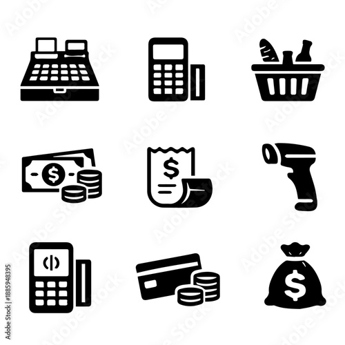 cashier vector icon set on a white background
Vector icon set