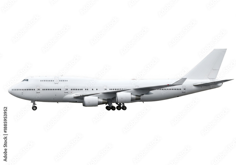 Obraz premium Large passenger jet in flight isolated on transparent background