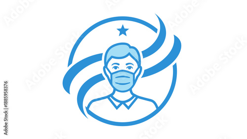 Person Wearing A Face Mask, Icon Illustrating Health And Safety Measures During A Pandemic
