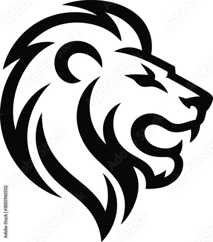 Black and white stylized lion head with integrated letters C and G