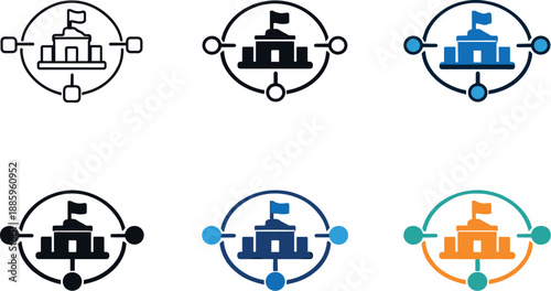 Unified digital state services symbol highlighting centralized online access to public resources and administration, presented as