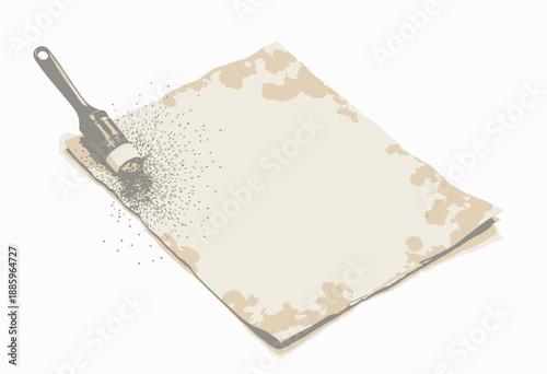 Creative Art Project with Paint Brush Spatter Effect on Textured Blank Canvas for Unique Visual Design Inspiration