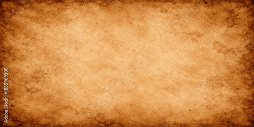 Antique vintage parchment with a stained grunge texture and aged brown pattern creates a blank worn sheet of ancient paper for a retro design