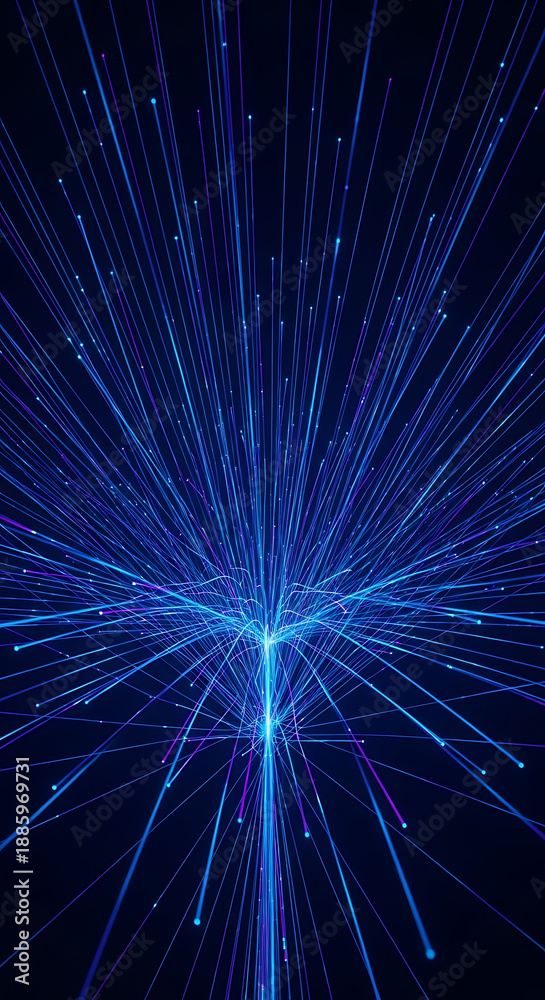 Obraz premium Vibrant blue light rays emitting from a central point