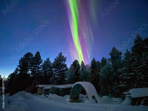 Bild auf Leinwand Stunning Aurora Borealis in Lapland during polar night north to the arctic circl