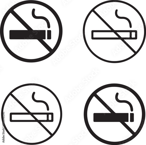 No smoking sign icon, no smoking prohibition symbol vector, health warning sign illustration, smoke free icon design, safety alert vector, isolated minimal vector