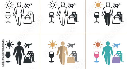 Premium lifestyle inspiration symbol featuring a refined human figure and minimal decorative icons expressing