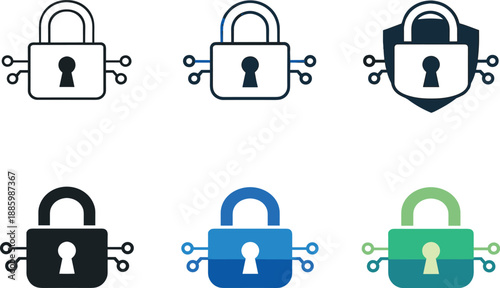 Secure login protection symbol portraying a closed padlock combined with discreet access indicators that