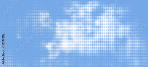 Blue abstract retro sky pattern with  halftone effect.