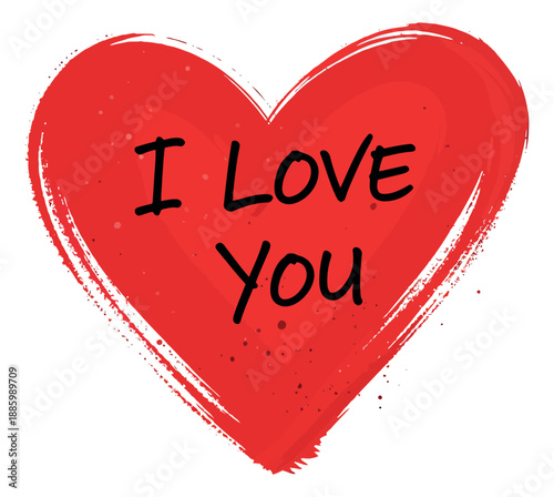 Hand drawn illustration of a red heart depicting an 'I Love You' message for romantic gestures