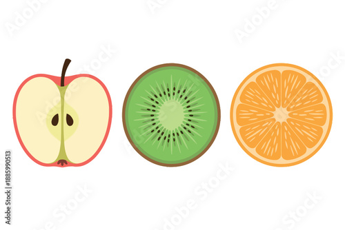Fresh Cut Fruits Apple Kiwi Orange