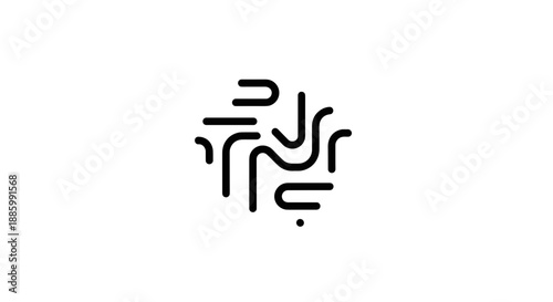 Abstract Black Line Art Maze Pattern.