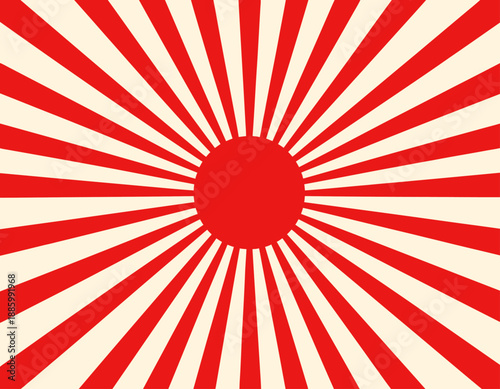The Rising Sun Flag of Japan, featuring a red sun disc in the center with 16 red rays extending outwards on a white background.