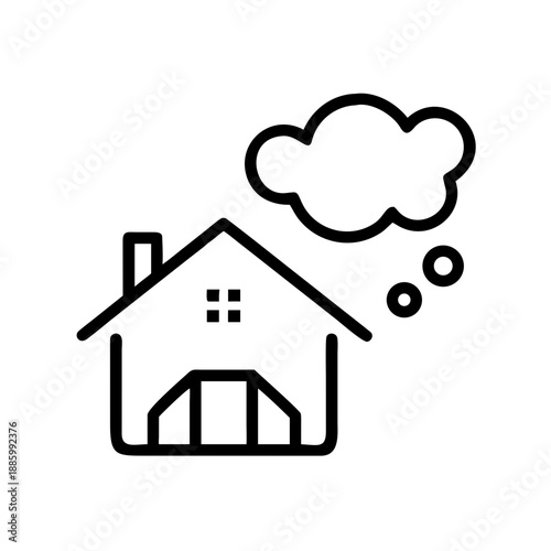 Dream house concept symbolized by a house and thought bubble