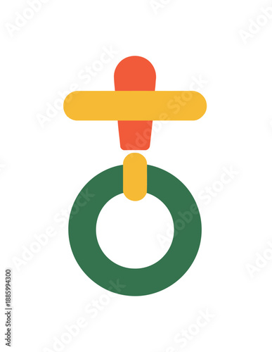 Colorful Pacifier Icon with Green Ring