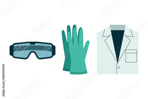 Protective gear and lab coat illustration for safety and science
